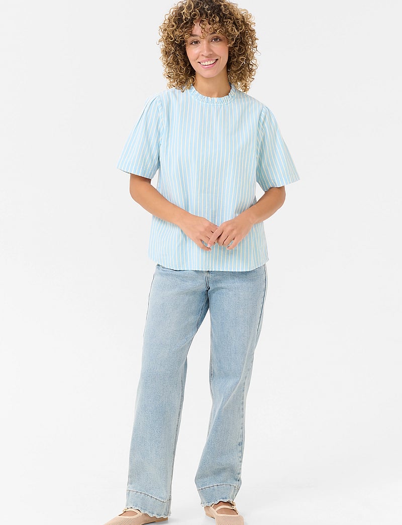 Cream - CRNadela Blouse - kortärmade blusar - clear blue stripe - 3