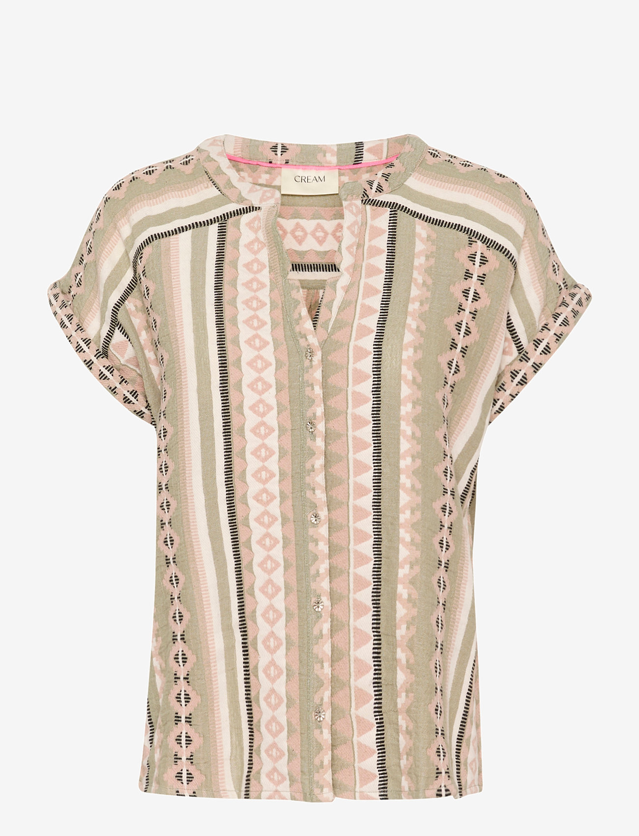 Cream - CRSola Blouse - kortärmade blusar - tea jaquard - 1