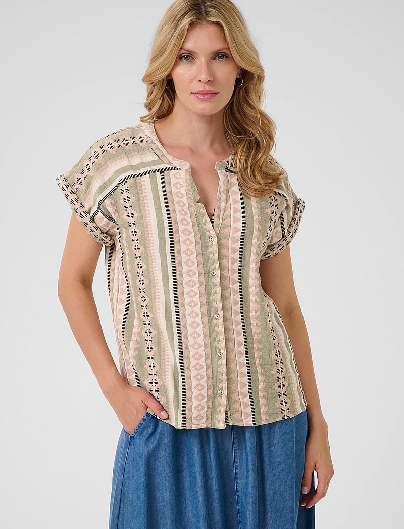 Cream - CRSola Blouse - kortærmede bluser - tea jaquard - 0