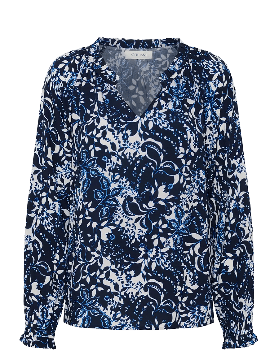 Cream - CRTiah Boho Blouse - langærmede bluser - navy blue toile - 1