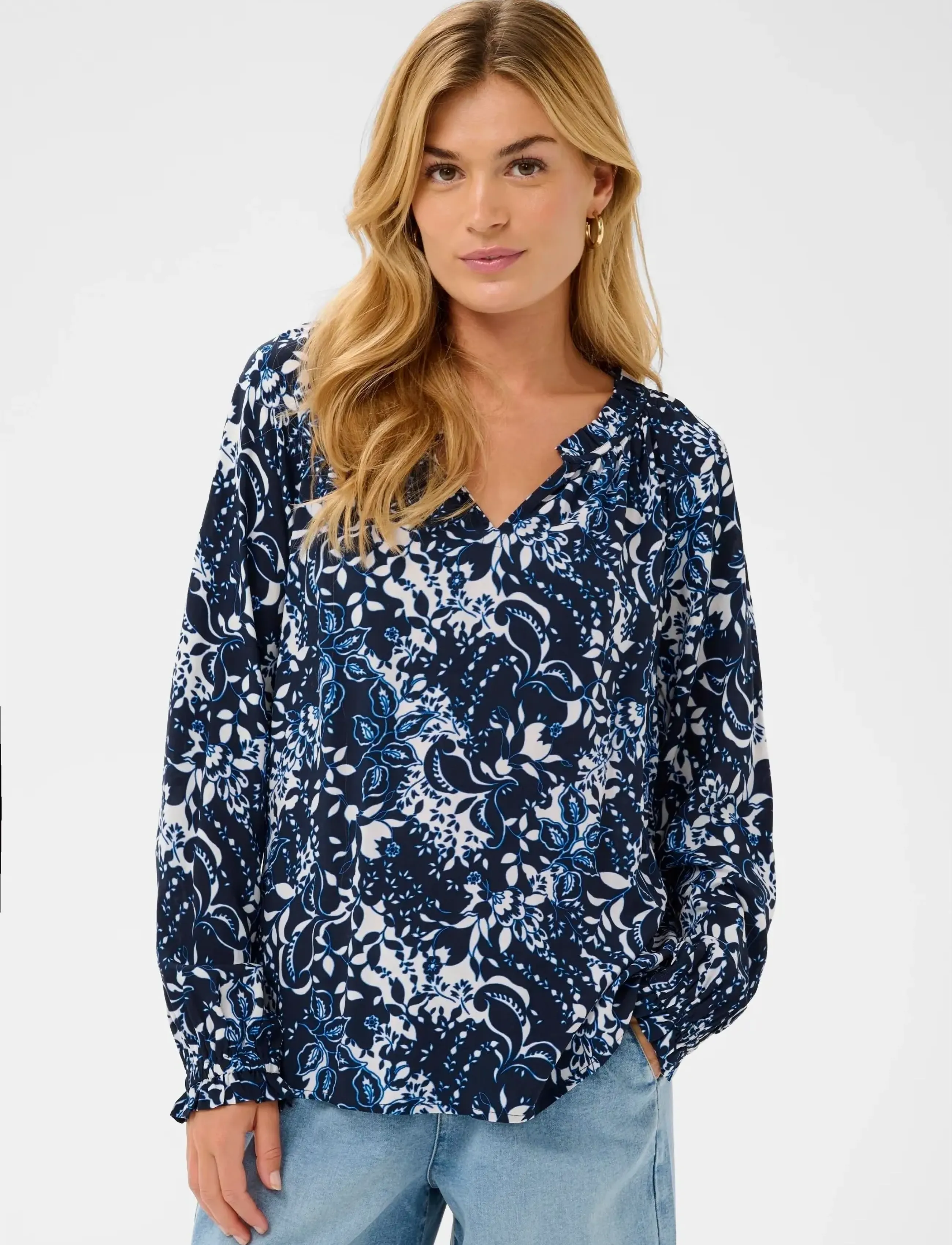 Cream Crtiah Boho Blouse, 42, Blouses, Marineblau - Long-sleeved, Frauen