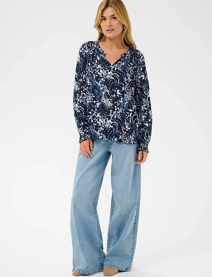Cream - CRTiah Boho Blouse - langærmede bluser - navy blue toile - 3