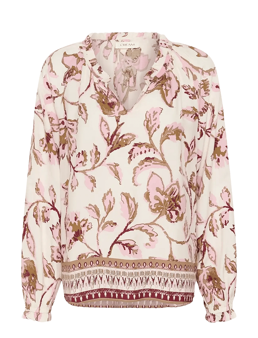 Cream - CRTiah Boho Blouse - pikkade varrukatega pluusid - pink flower - 1