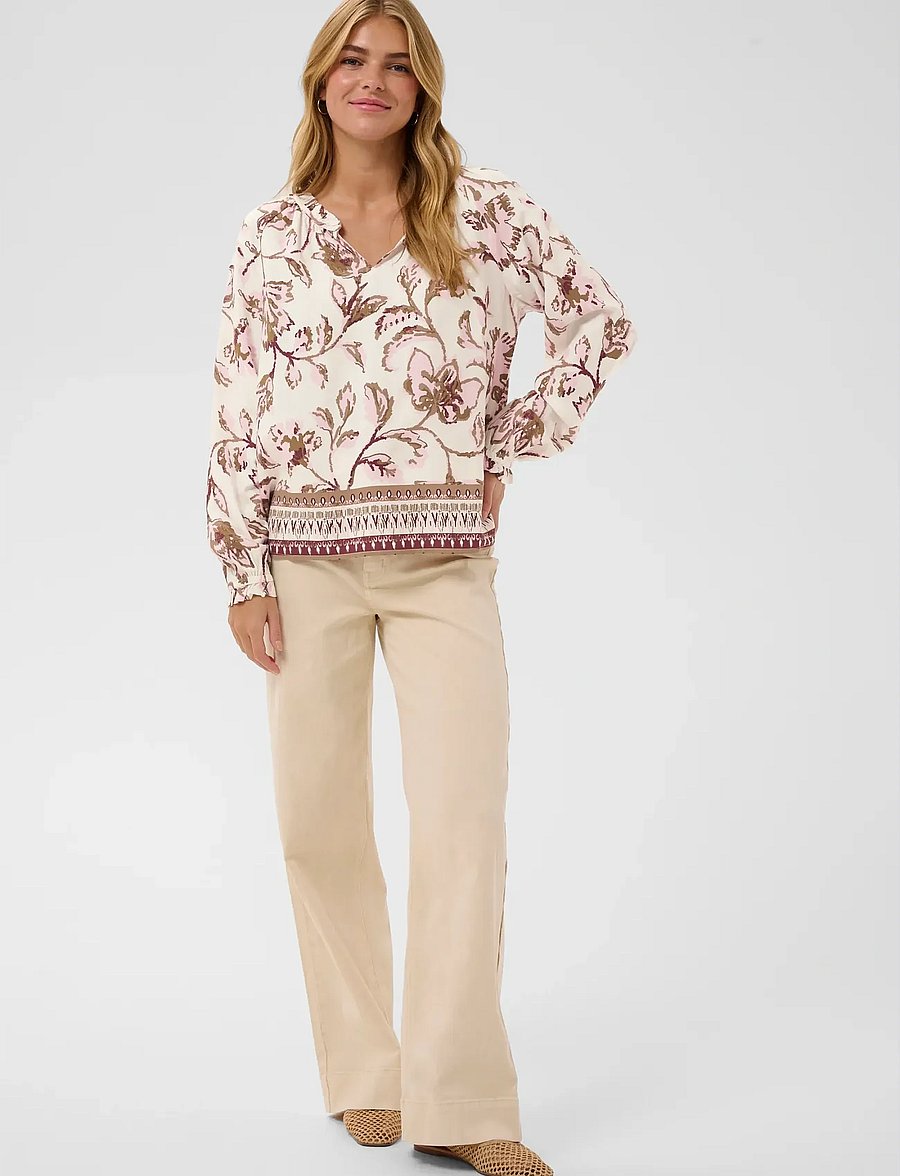 Cream - CRTiah Boho Blouse - pikkade varrukatega pluusid - pink flower - 3
