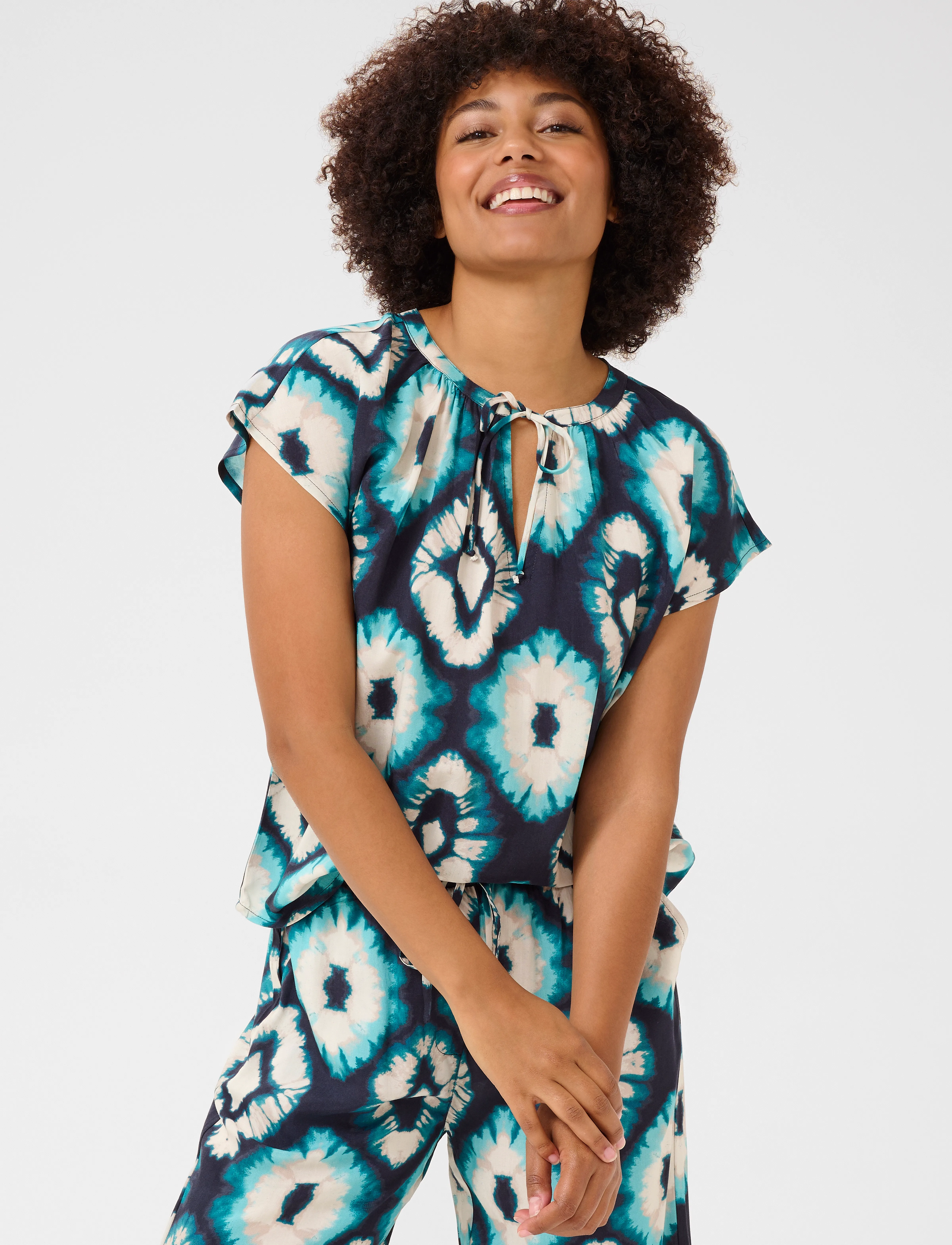 Cream Crtiah Blouse, 44, Blue, Bluser > Kortærmede, Dame