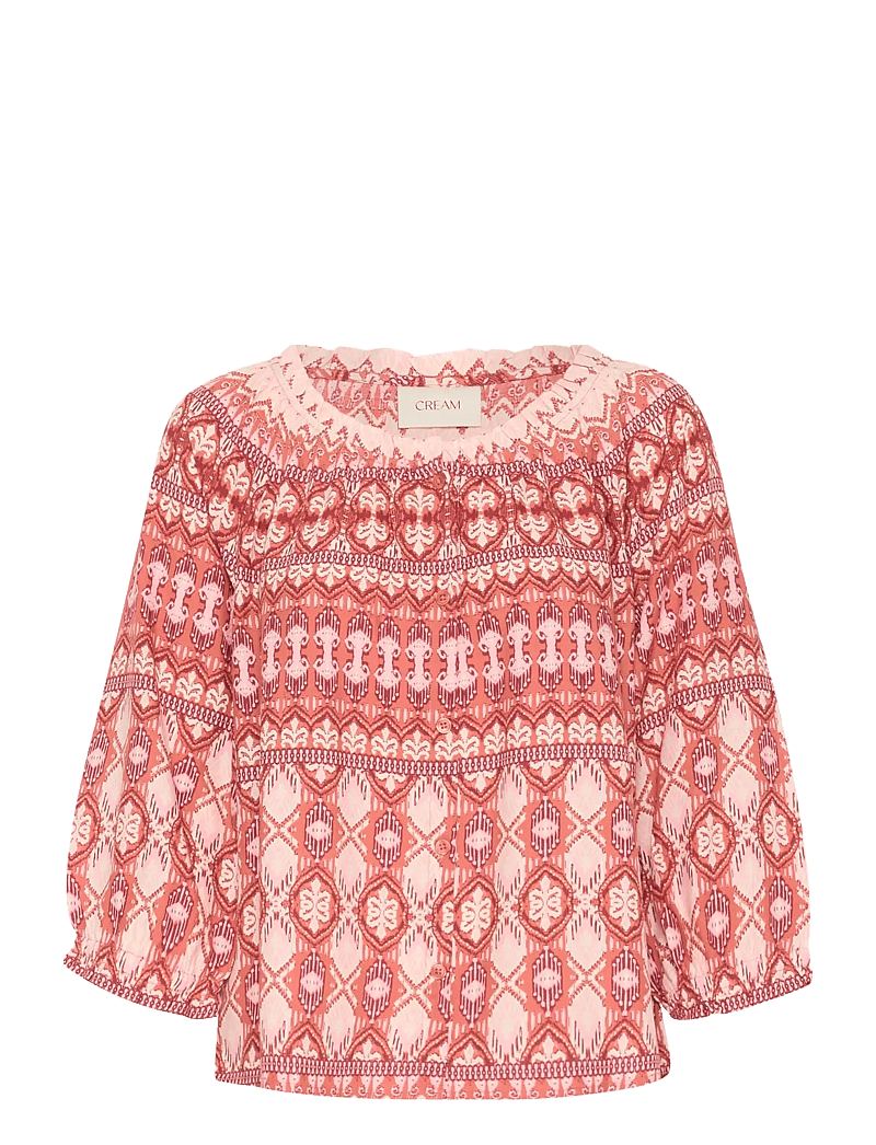 Cream - CRTiah Frill Shirt - langärmlige blusen - ethnic geometric pale - 1