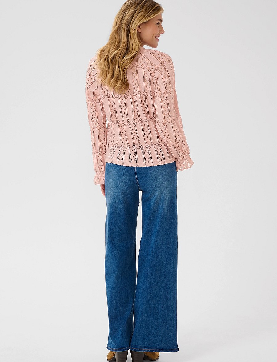 Cream - CRTully V-Neck Lace Blouse - langärmelige blusen - sepia rose - 4