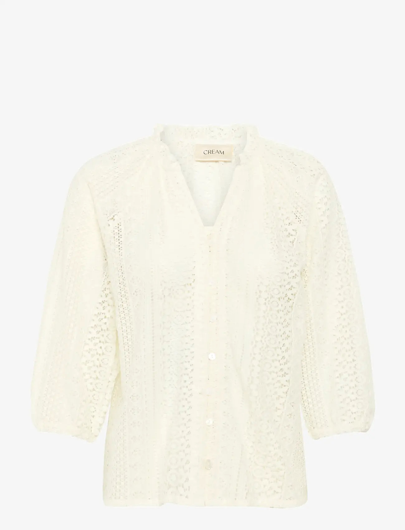 Cream - CRRubby Lace Shirt - short-sleeved shirts - marshmallow - 1