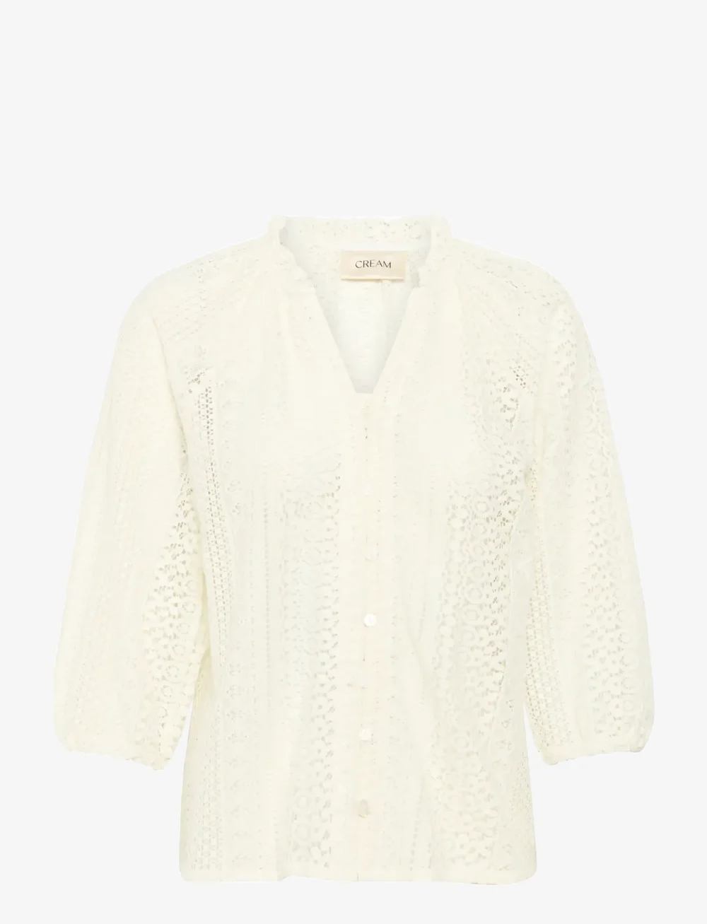 Cream - CRRubby Lace Shirt - kortærmede skjorter - marshmallow - 1
