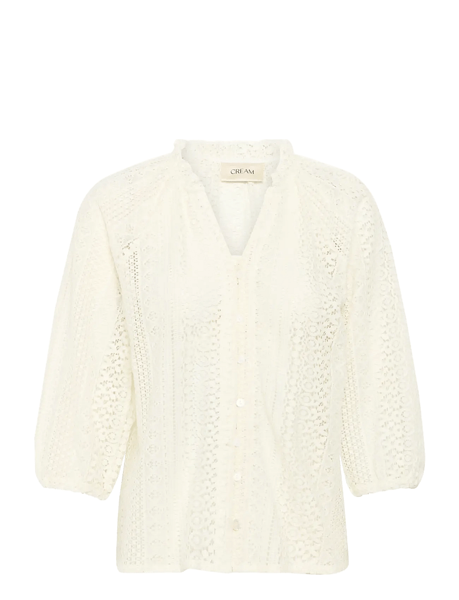 Cream - CRRubby Lace Shirt - kortärmade skjortor - marshmallow - 1
