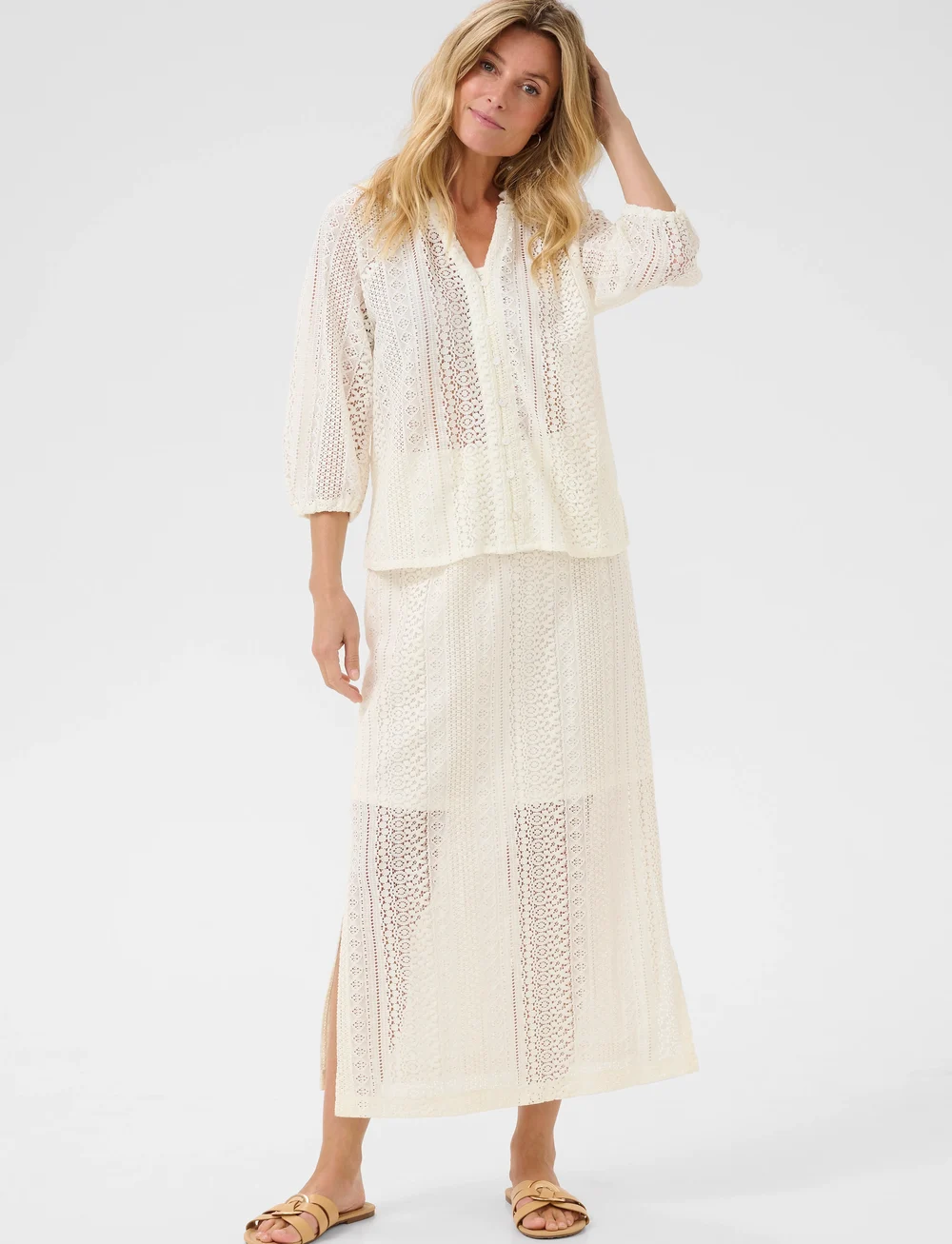 Cream - CRRubby Lace Shirt - kortærmede skjorter - marshmallow - 3