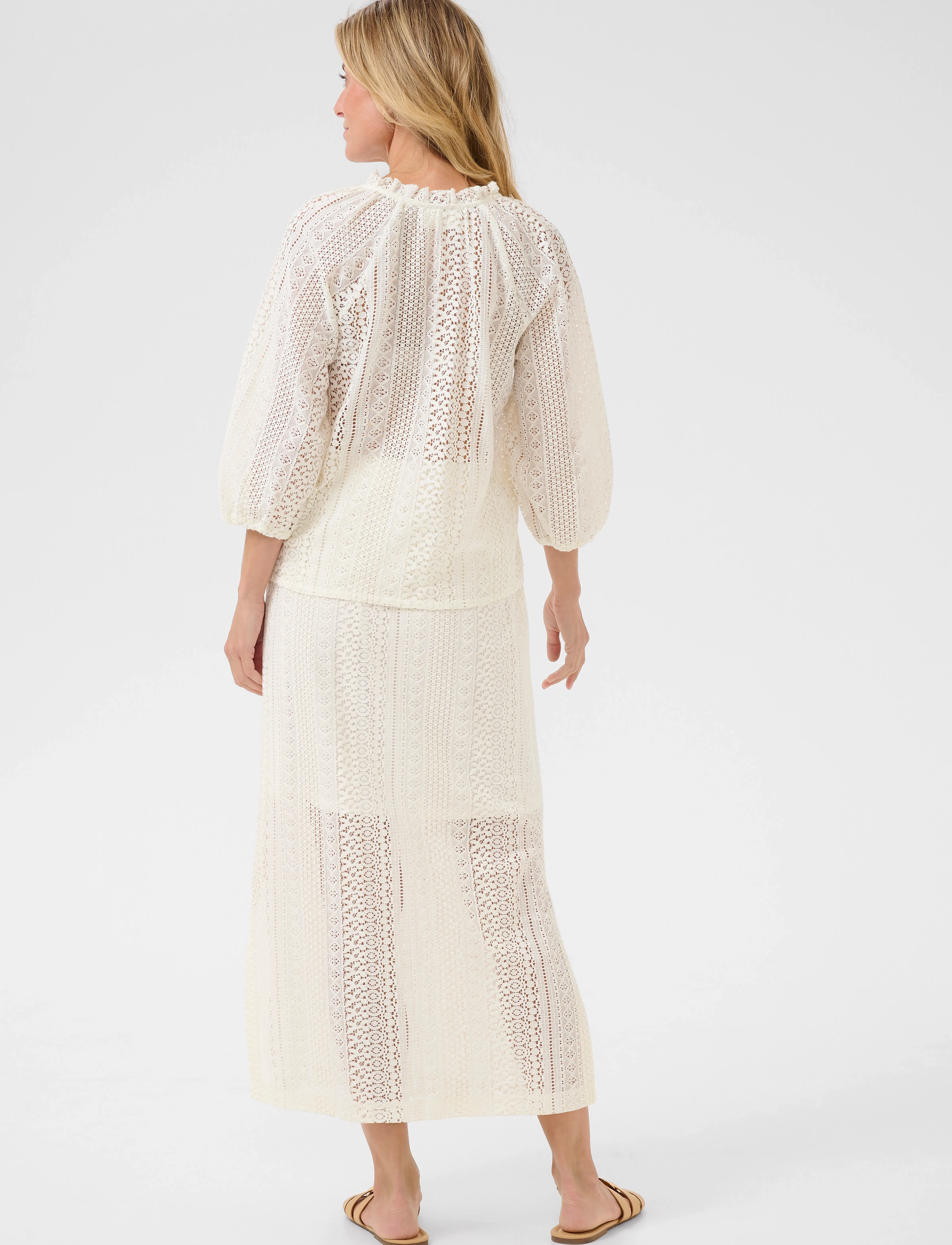 Cream - CRRubby Lace Shirt - kortärmade skjortor - marshmallow - 4