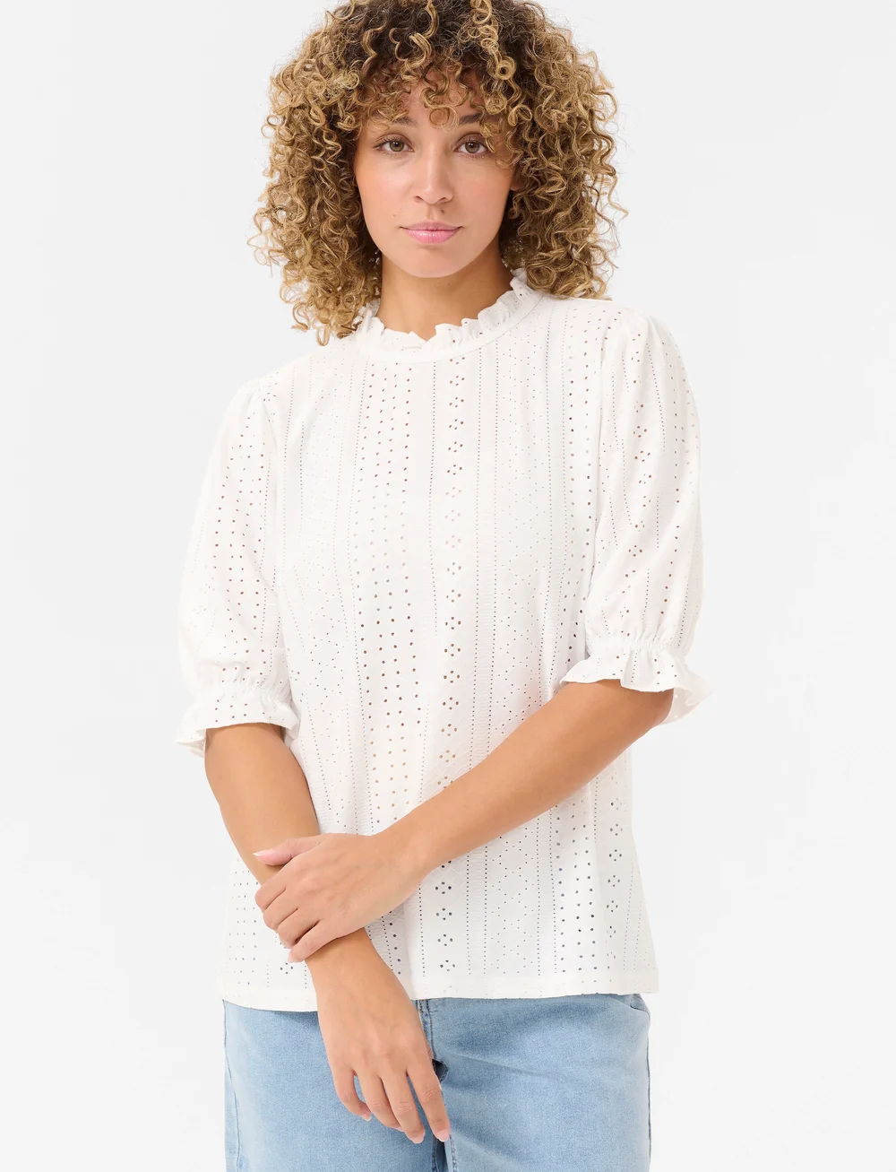 Cream - CRMianna SS Blouse - kortærmede bluser - snow white - 0