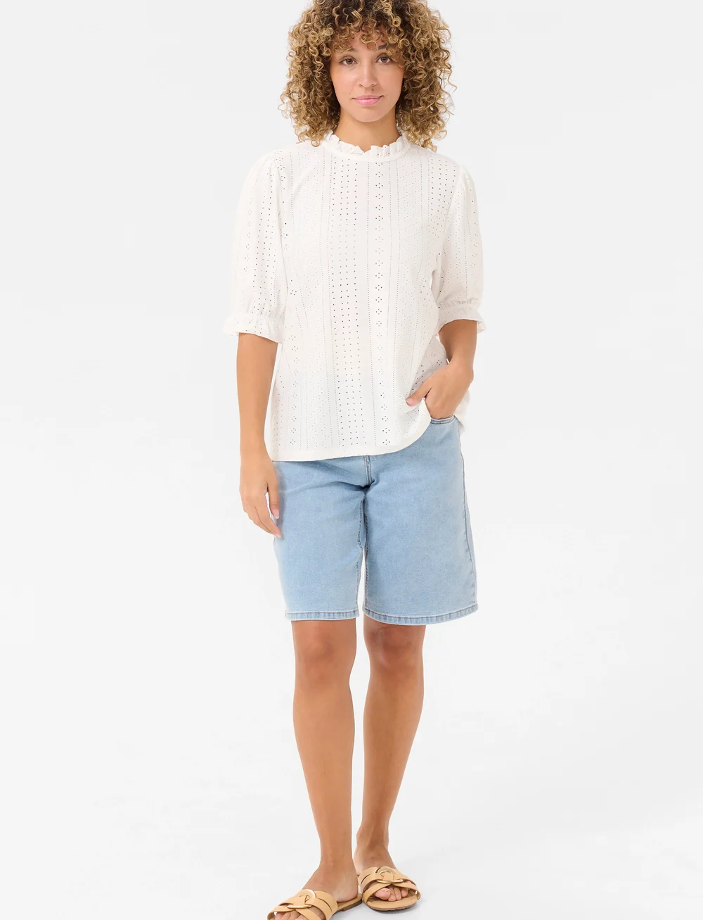 Cream - CRMianna SS Blouse - kortærmede bluser - snow white - 3