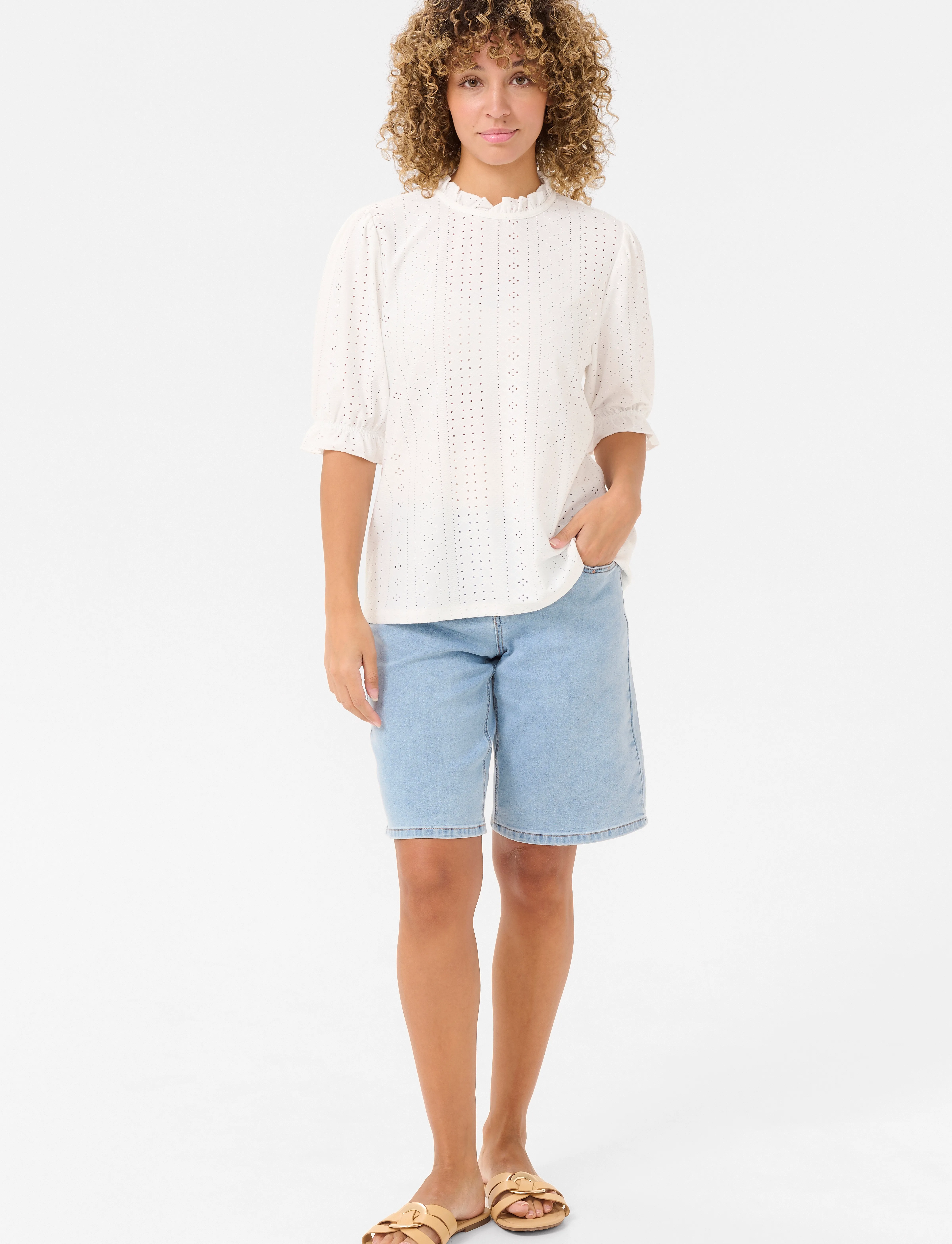 Cream - CRMianna SS Blouse - lühikeste varrukatega pluusid - snow white - 3