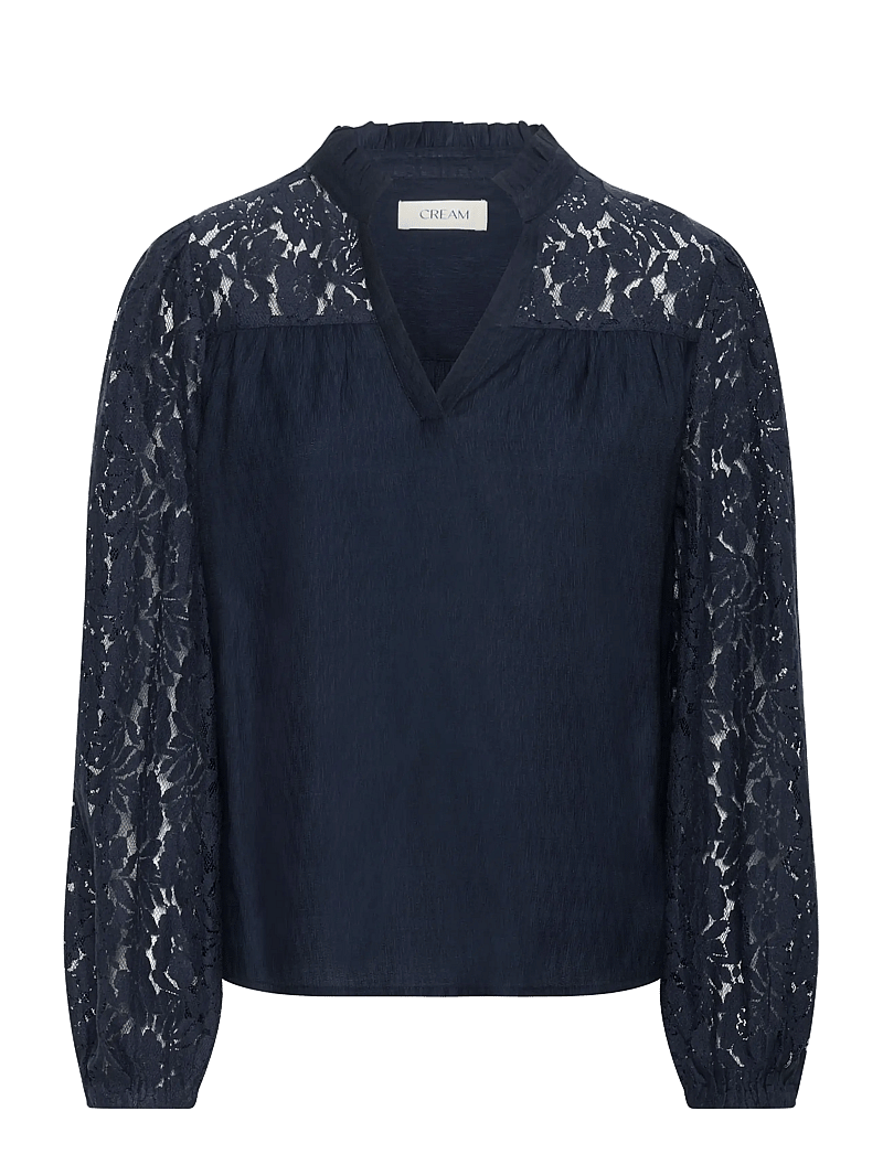 Cream - CRLiselin Lace Blouse - long sleeved blouses - navy blazer - 1