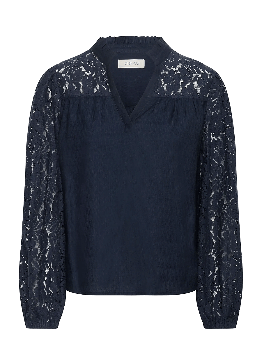 Cream - CRLiselin Lace Blouse - langærmede bluser - navy blazer - 1