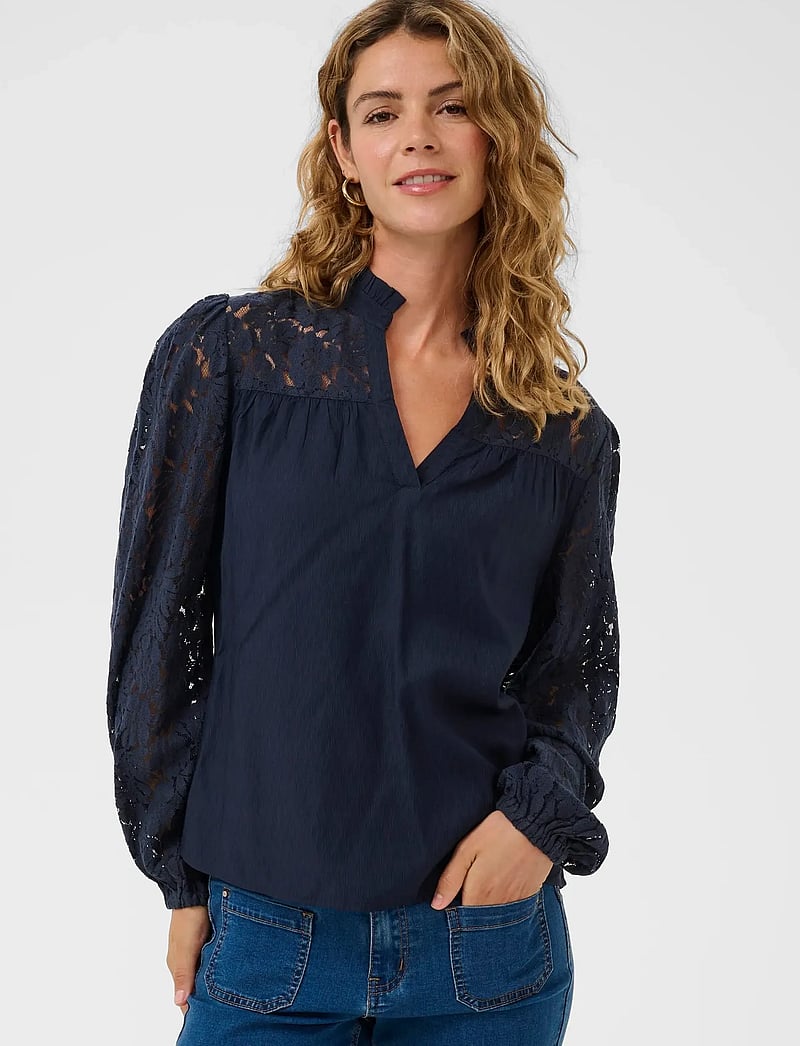 Cream - CRLiselin Lace Blouse - long sleeved blouses - navy blazer - 0
