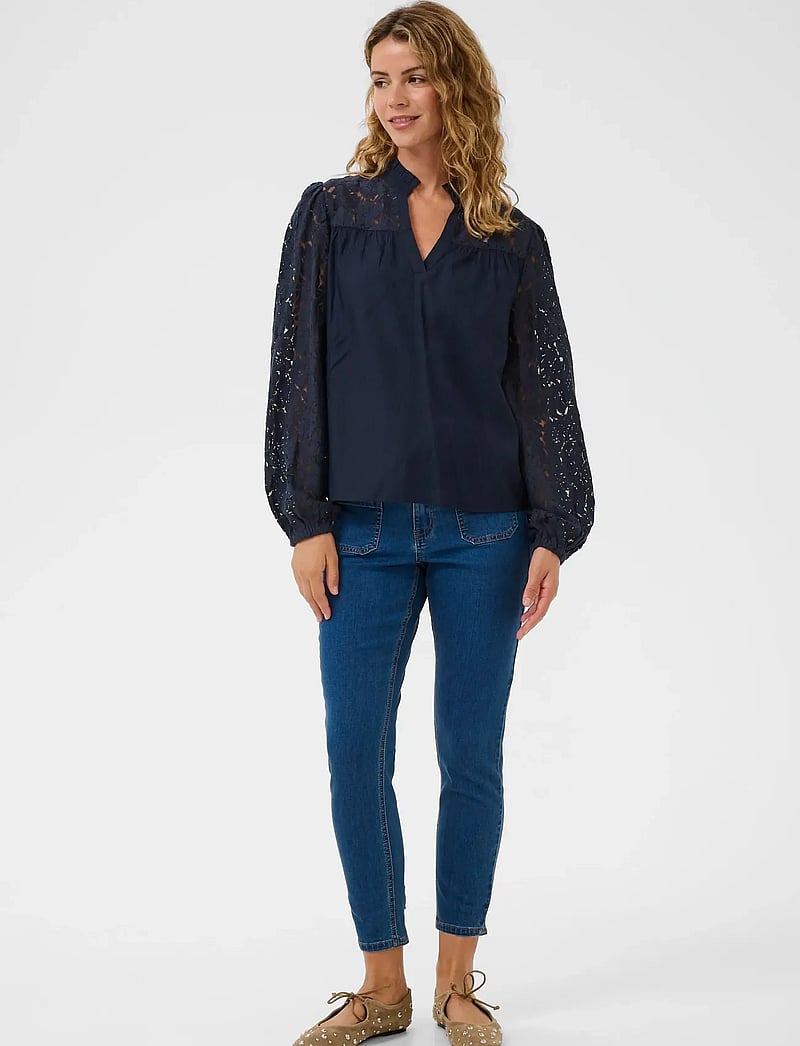 Cream - CRLiselin Lace Blouse - long sleeved blouses - navy blazer - 3