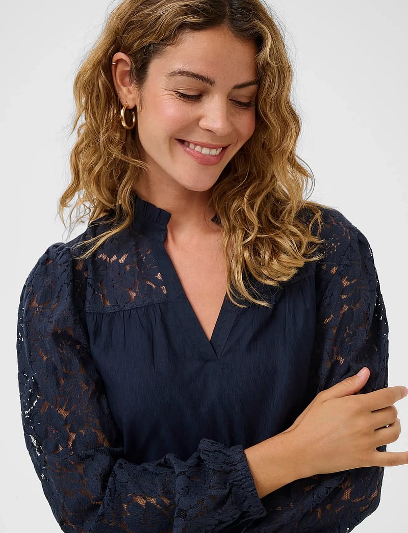 Cream - CRLiselin Lace Blouse - long sleeved blouses - navy blazer - 4