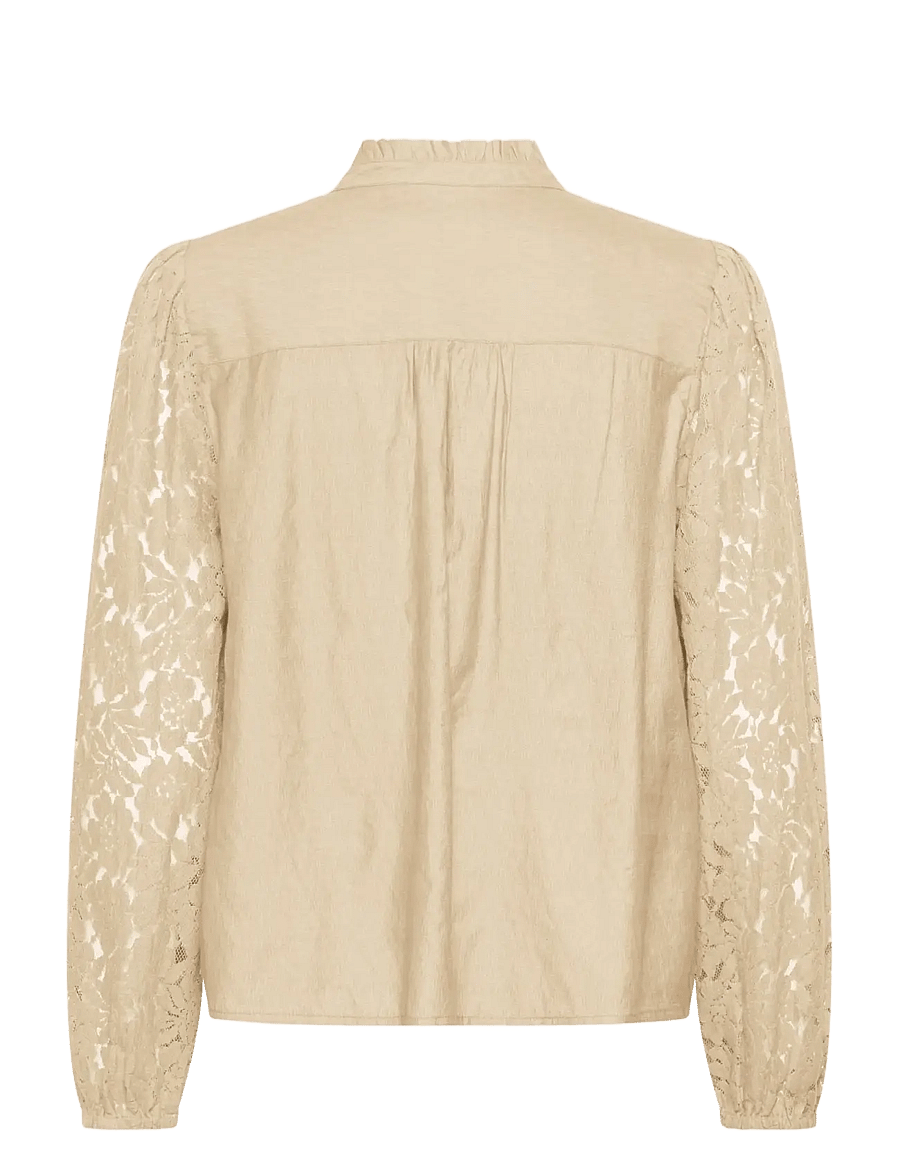 Cream - CRLiselin Lace Blouse - blouses met lange mouwen - oatmeal - 1