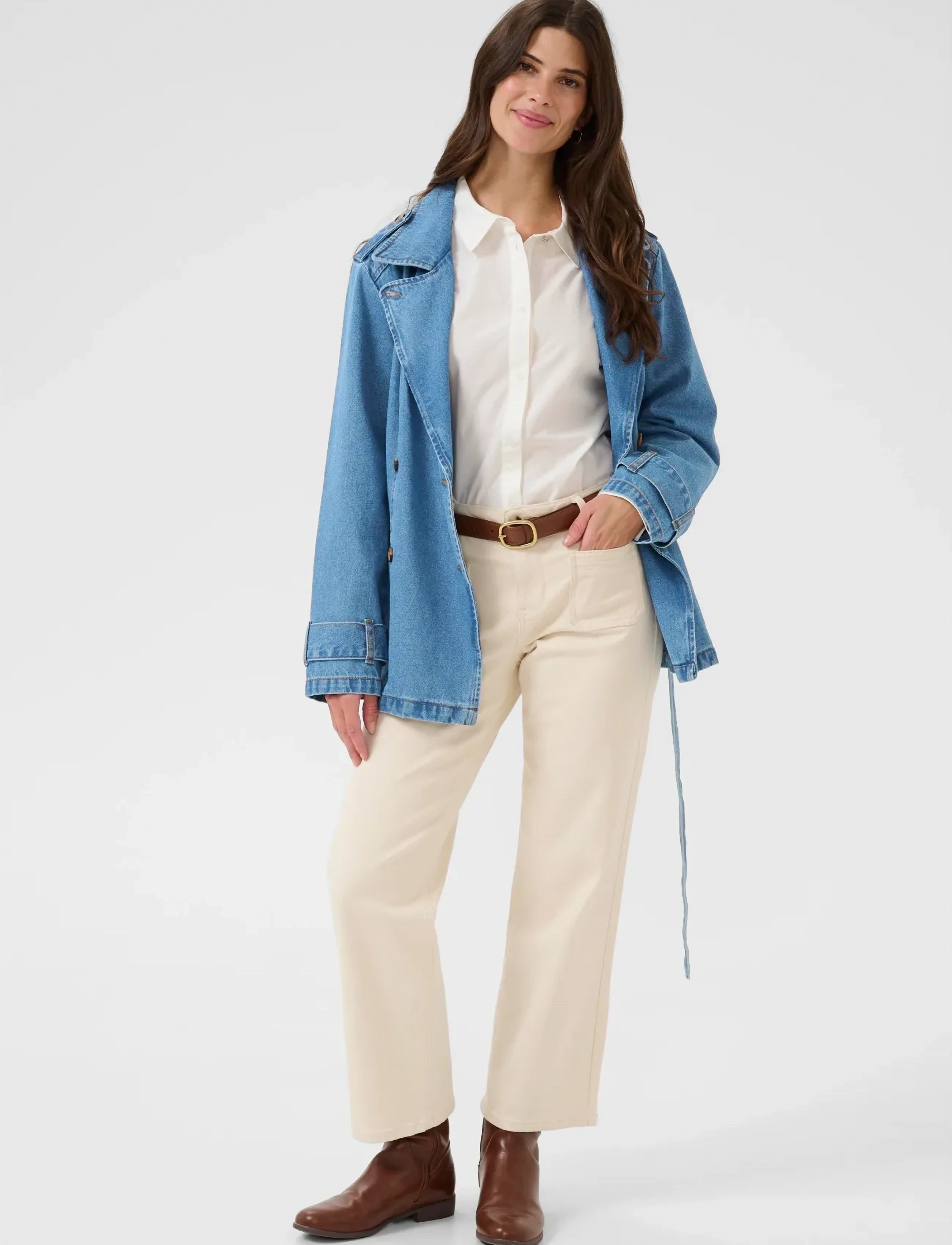 Cream - CRMika Short Denim Trenchcoat - spring jackets - illinois denim - 3