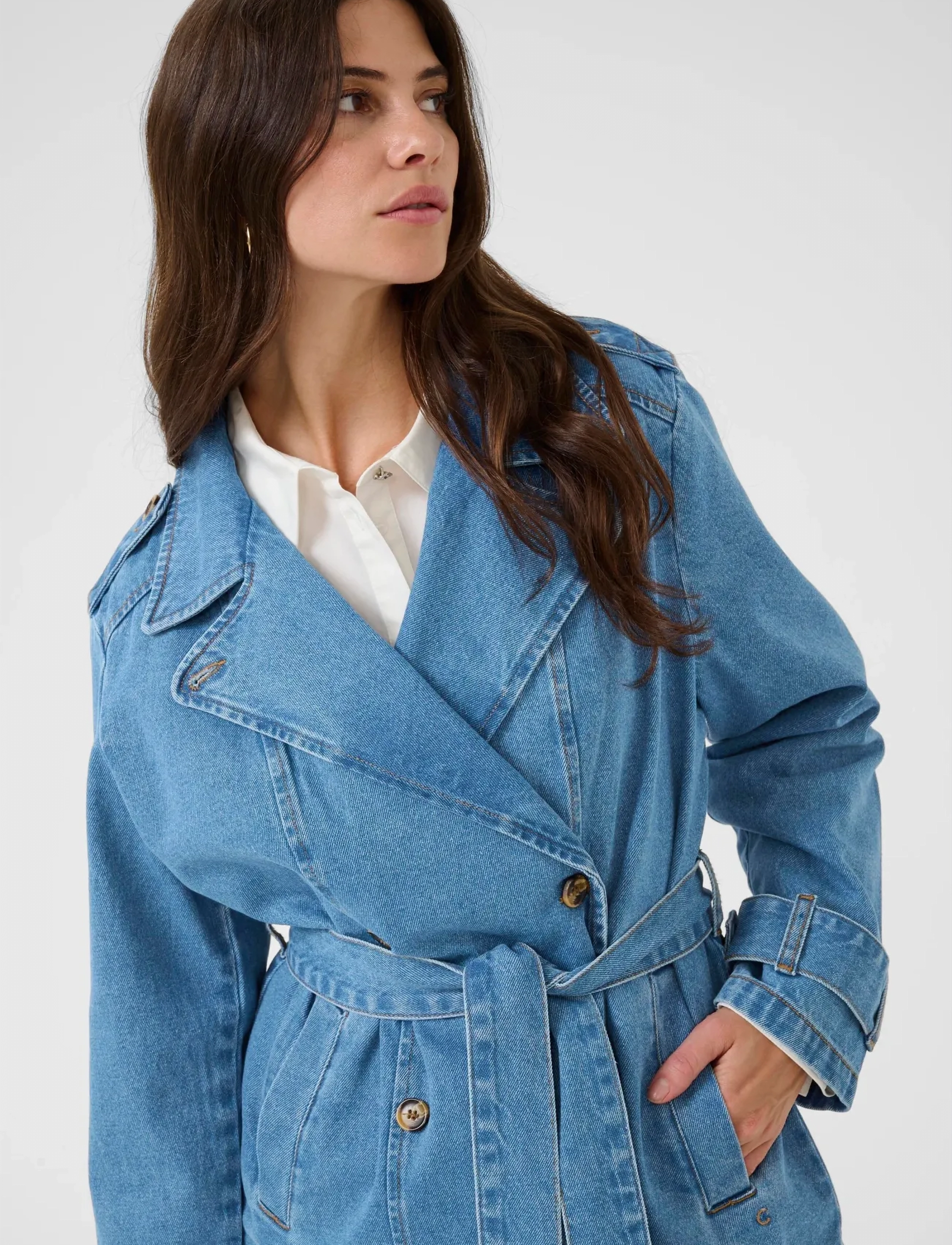 Cream - CRMika Short Denim Trenchcoat - spring jackets - illinois denim - 5