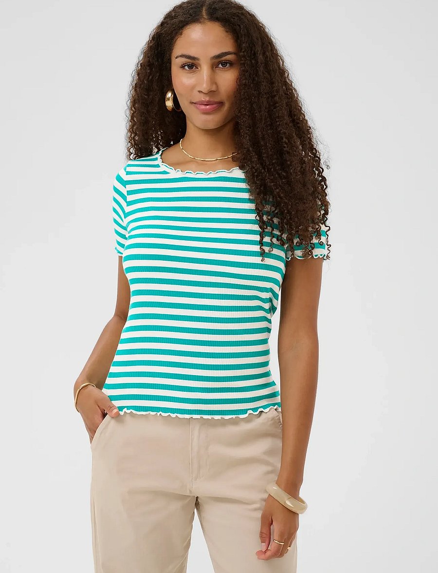Cream - CRRibba stripe Tshirt - t-shirts - ceramic white stripe - 0