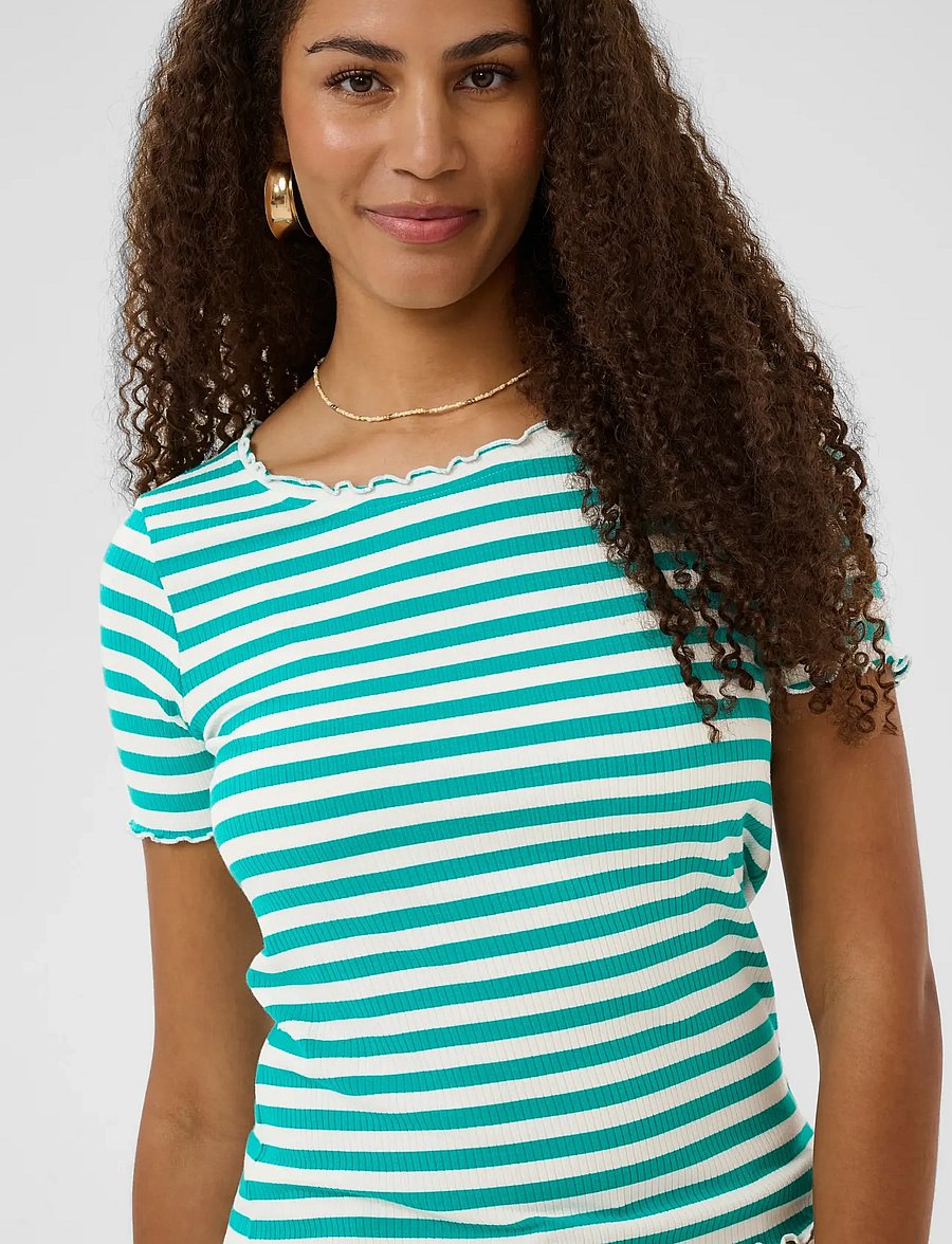 Cream - CRRibba stripe Tshirt - t-shirts - ceramic white stripe - 4
