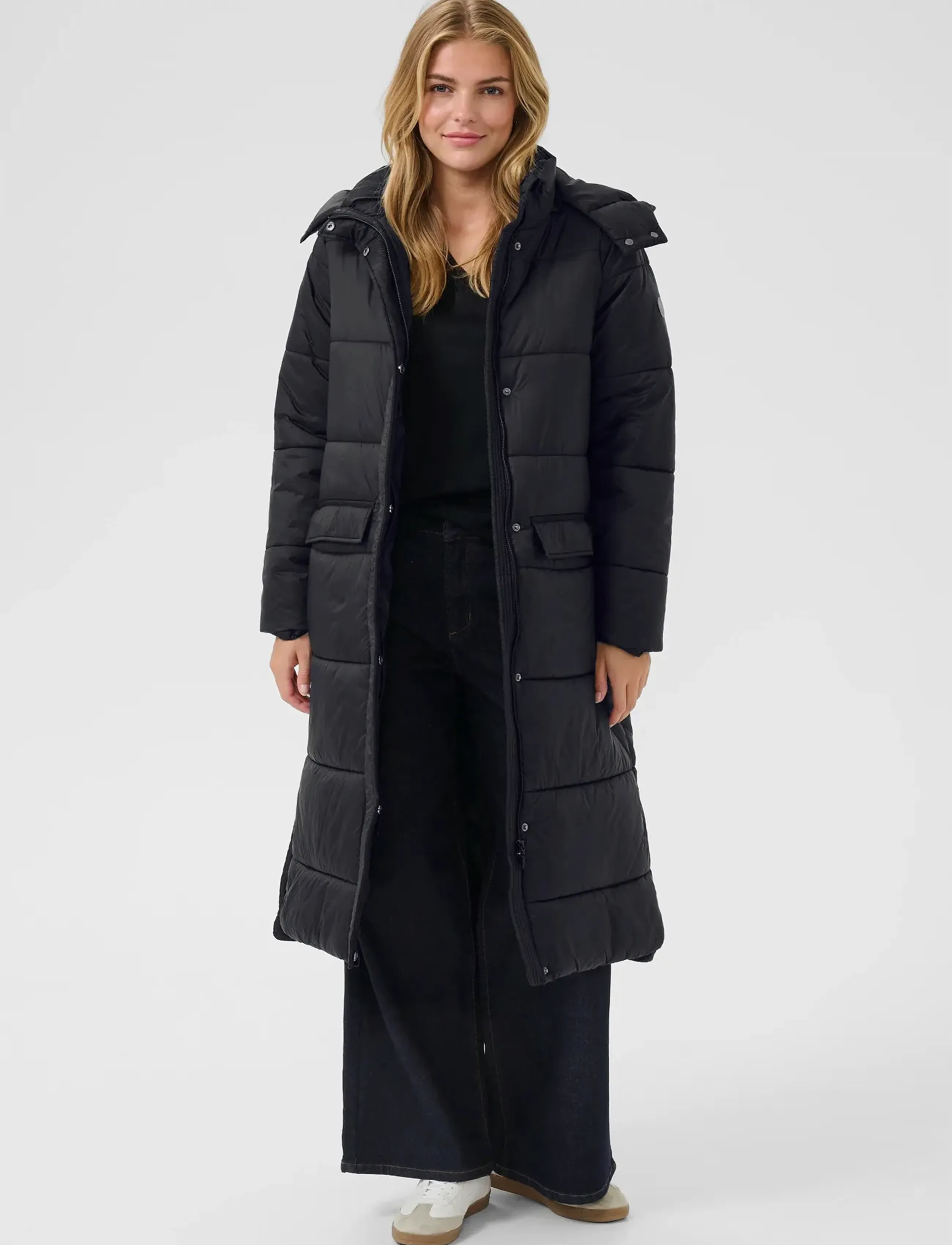 Cream Crgaiagro Long Jacket, 46, Black, Frakker > Vatterede Frakker, Dame
