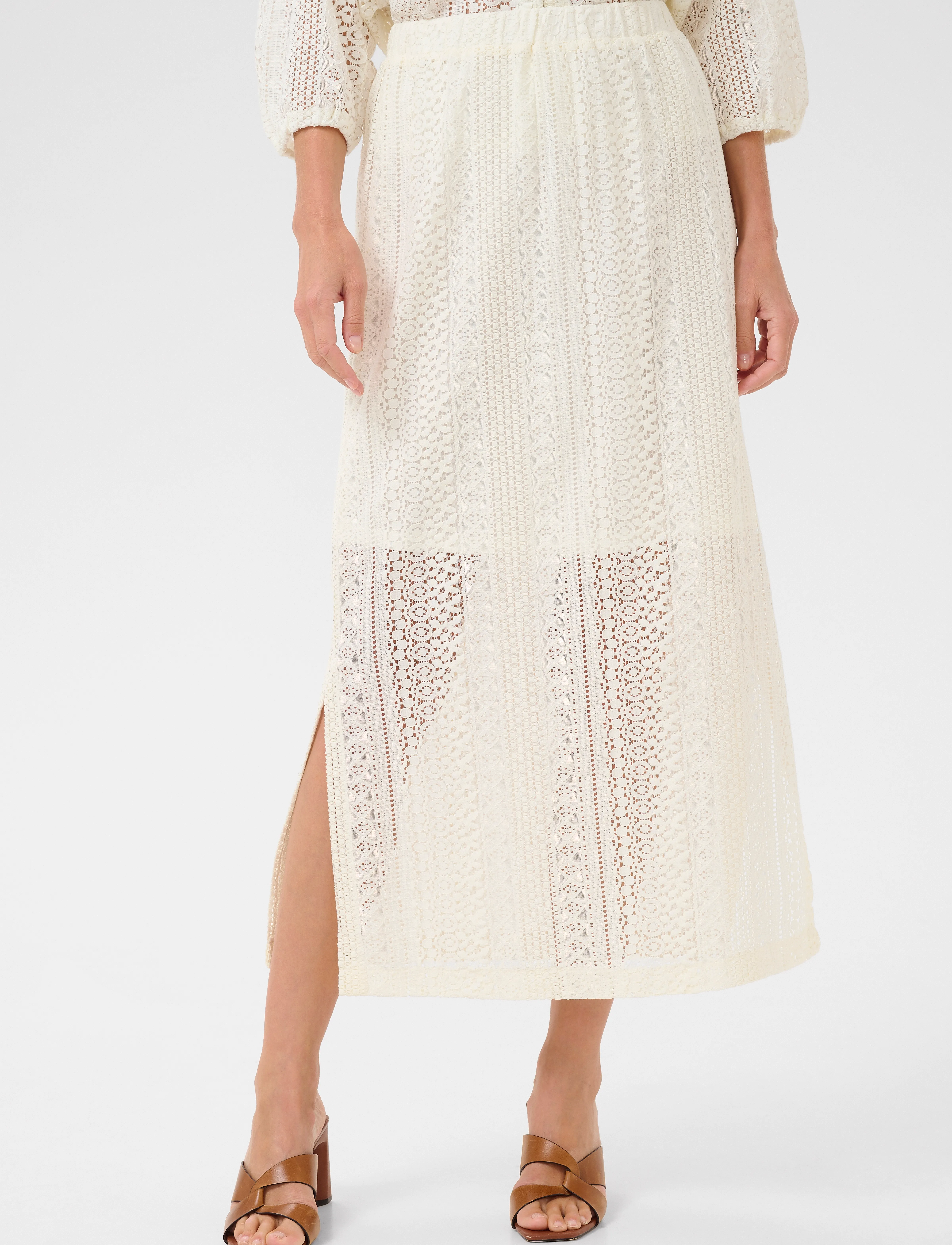 Cream Crrubby Lace Skirt, Kvinder, Blonder Maxi Nederdel, Cream, Str: 36