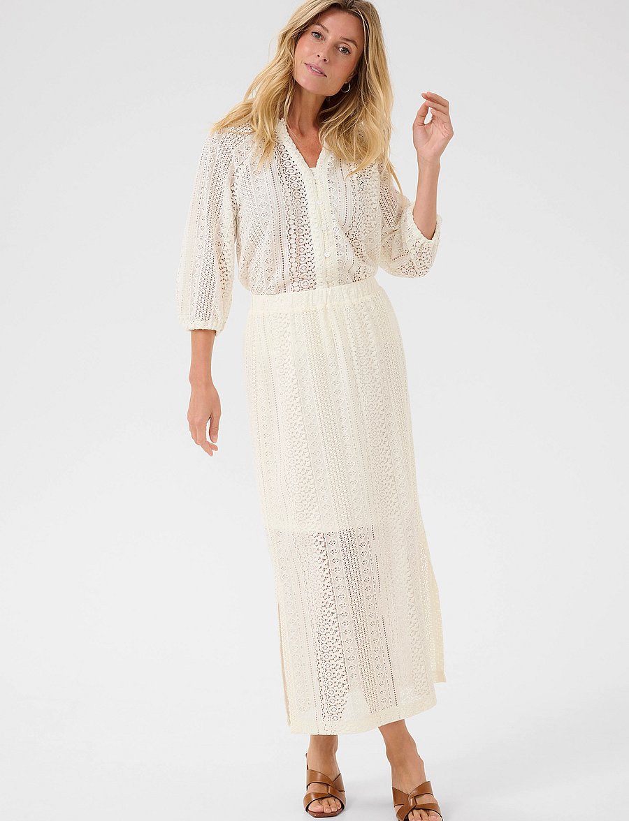 Cream - CRRubby lace skirt - midi-röcke - marshmallow - 3