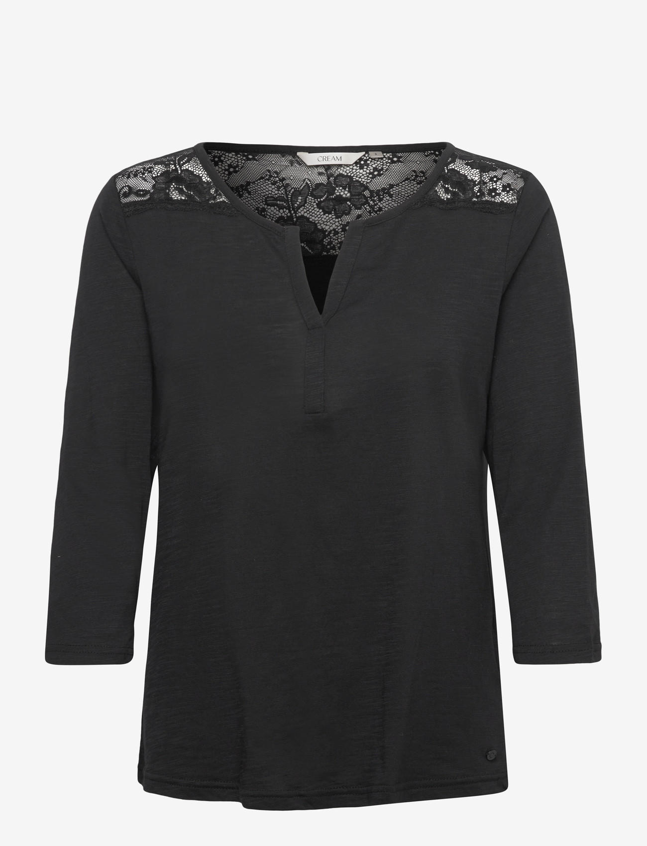 Cream - CRJanny lace jersey blouse - pikkade varrukatega alussärgid - pitch black - 0