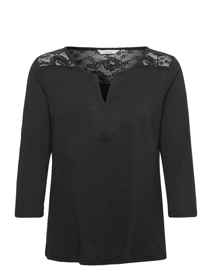 Cream - CRJanny lace jersey blouse - hauts à manches longues - pitch black - 0