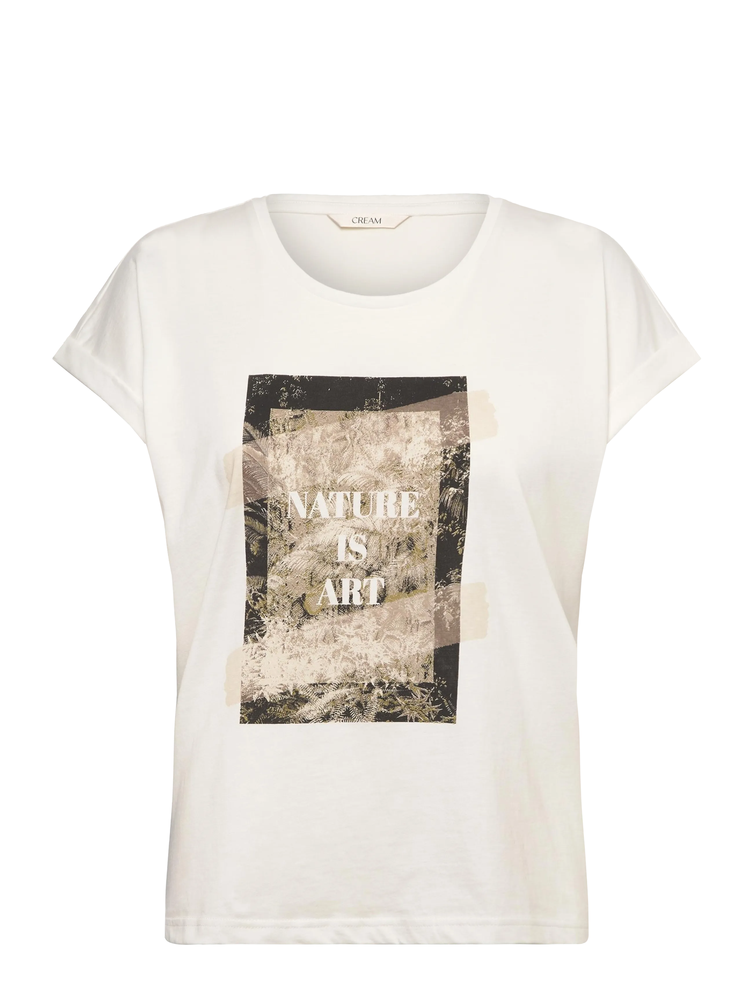 Cream CRSita T-Shirt - T-Shirts & Tops - GREEN BEIGE NATURE IS ART / white