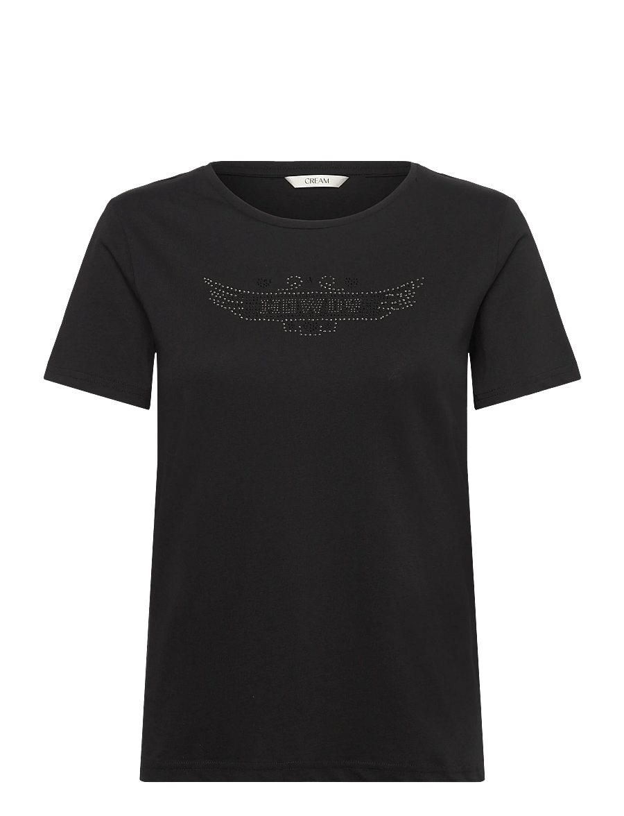 Cream - CRLiria T-Shirt - t-särgid - black howdy rhinestones - 0