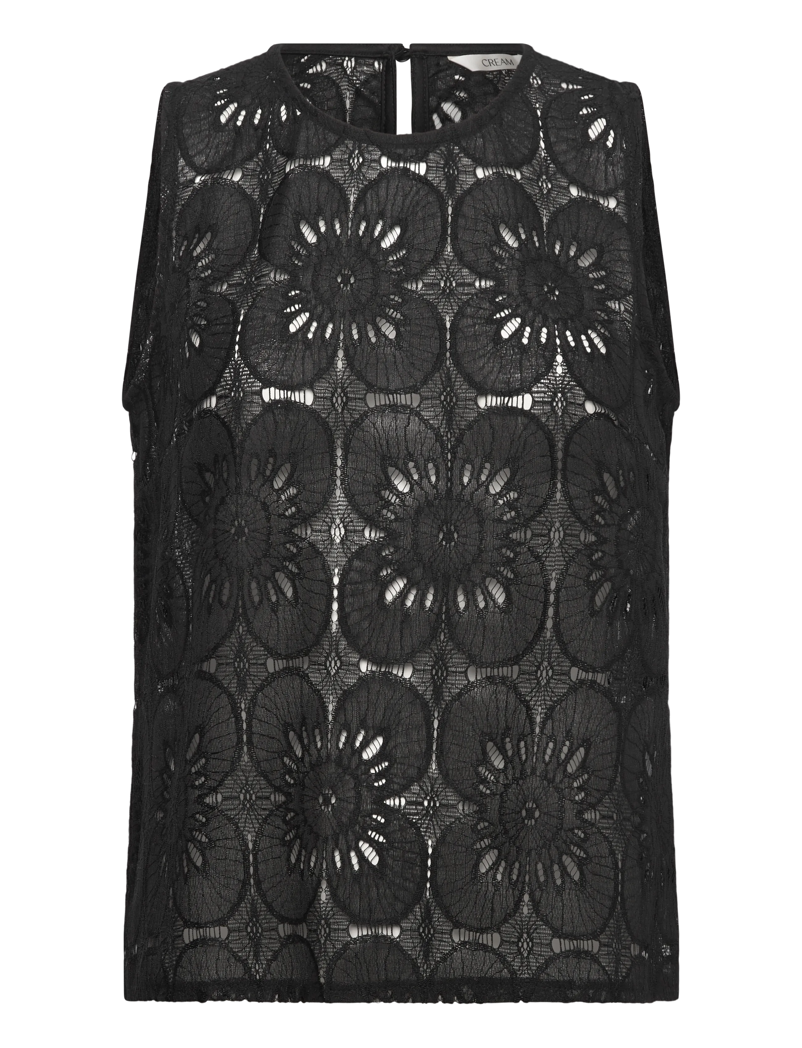 Cream Crlibby Lace Top, 38, Black, Bluser > Uden Ærmer, Dame
