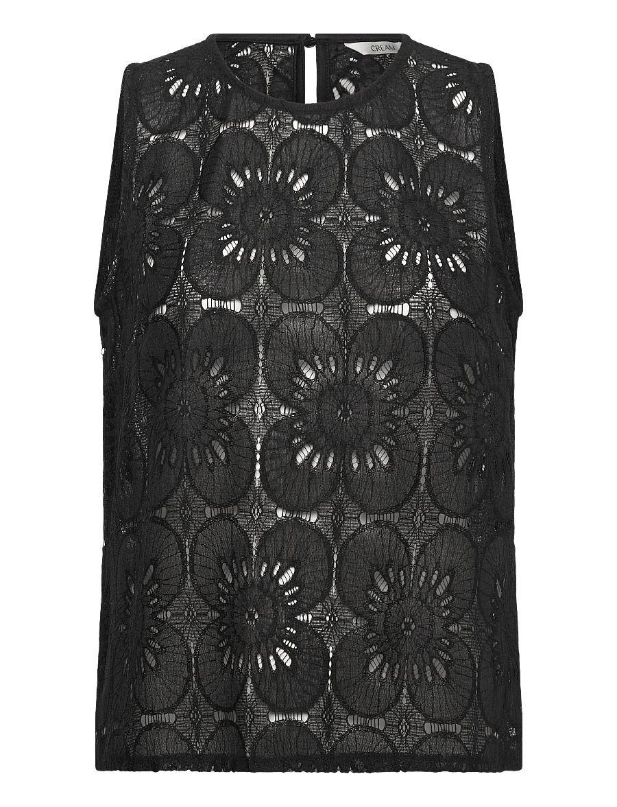 Cream - CRLibby Lace Top - palaidinės be rankovių - pitch black - 0