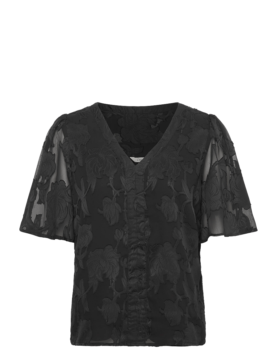 Cream - CRYana Blouse - short-sleeved blouses - pitch black - 0