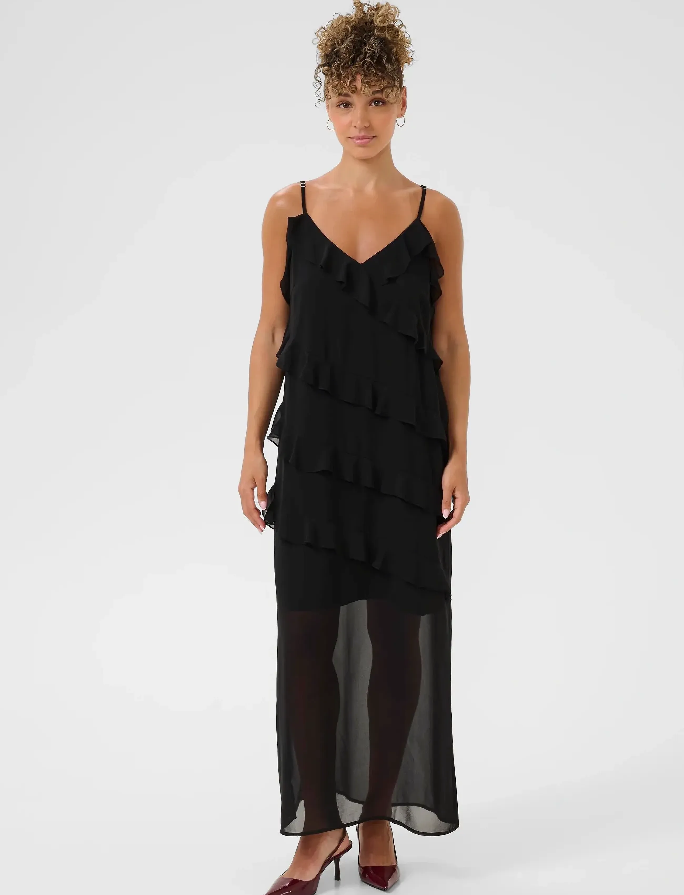 Cream Crtima Dress, Kvinder, Lagdelt Kjole, Sort, Str: 38