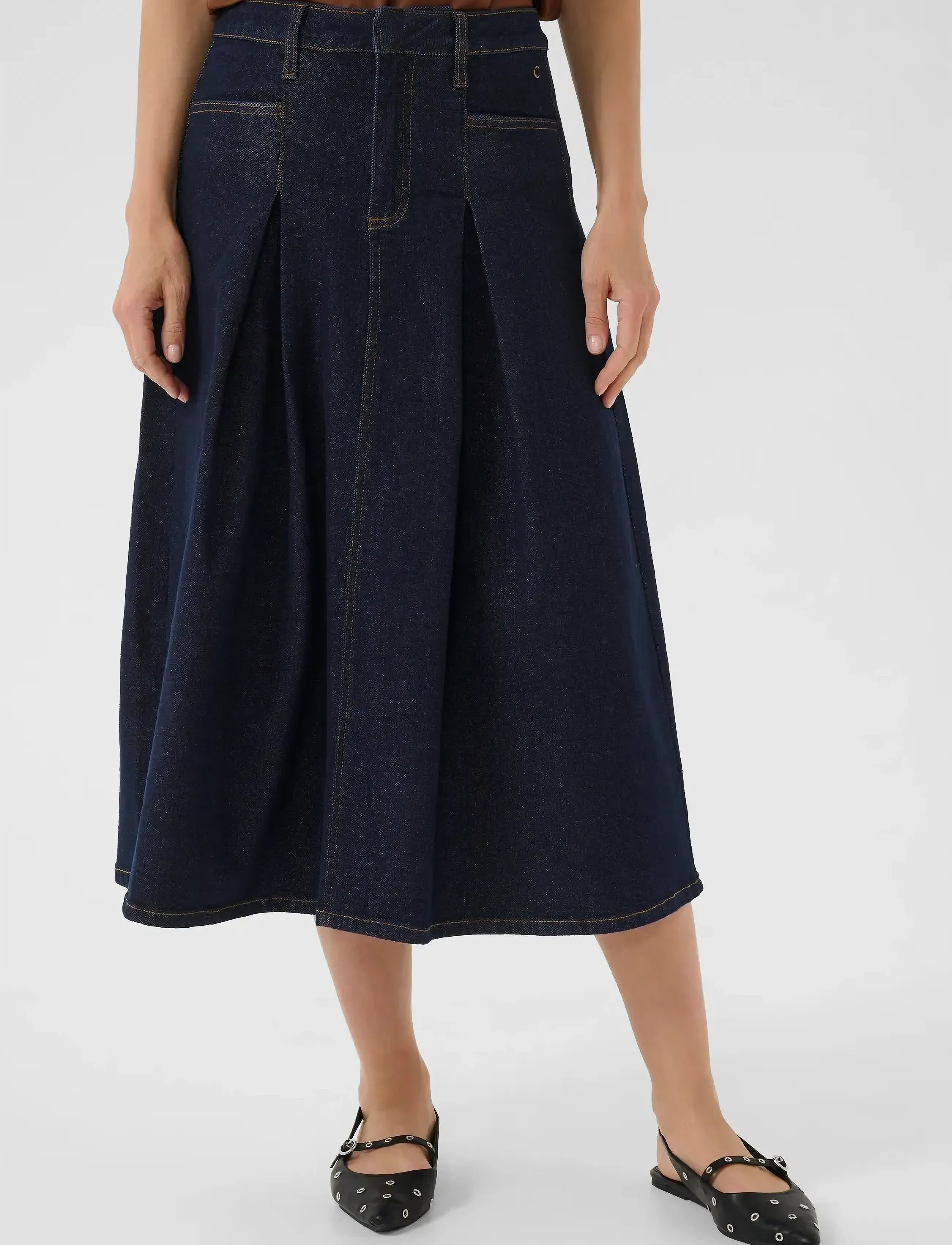 Cream Crrobina Denim Skirt, 34, Röcke, Marineblau - Knee-length & Midi Frauen