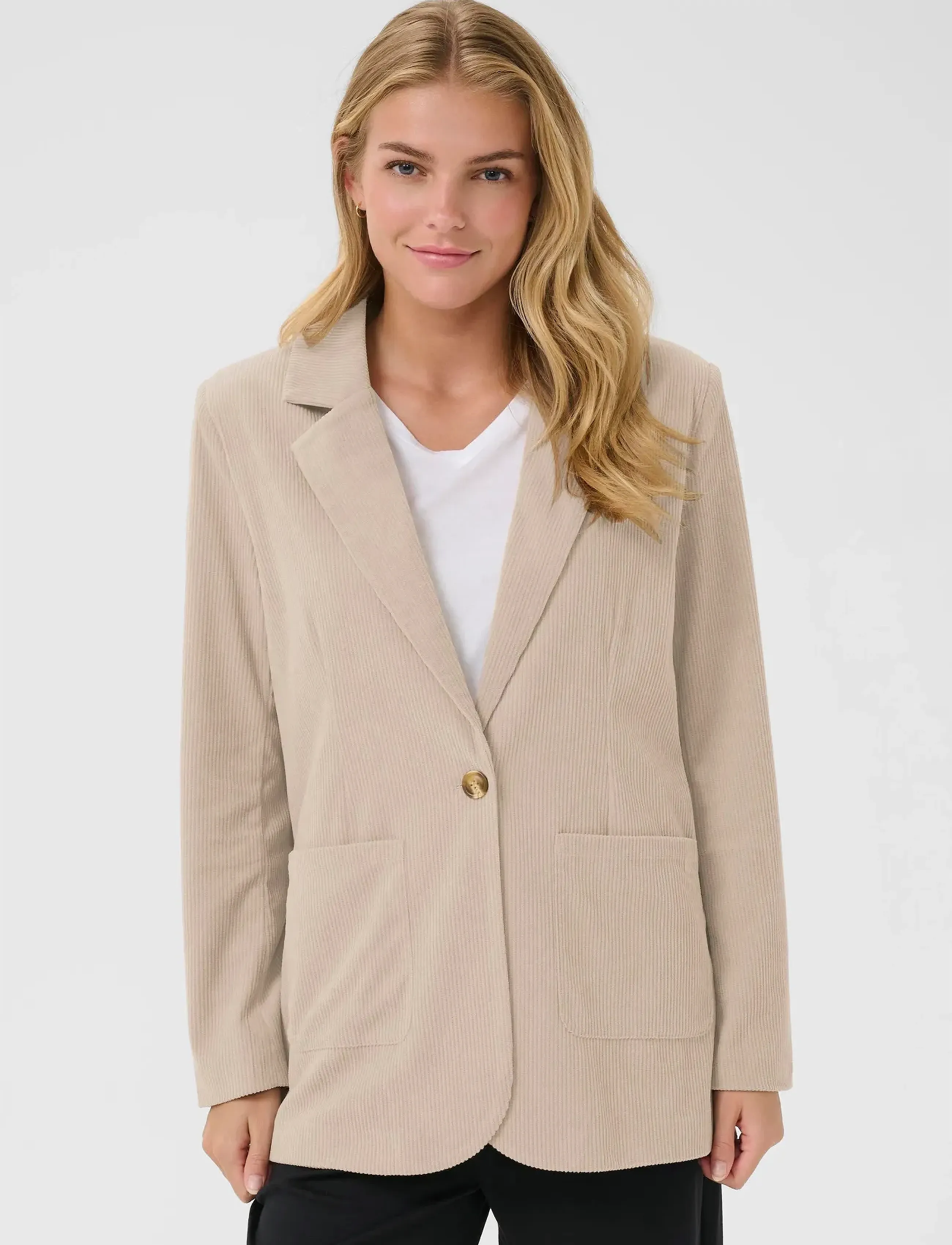 Cream Crkanna Corduroy Blazer, 34, Beige, Blazere > Enkeltradede Blazere, Dame