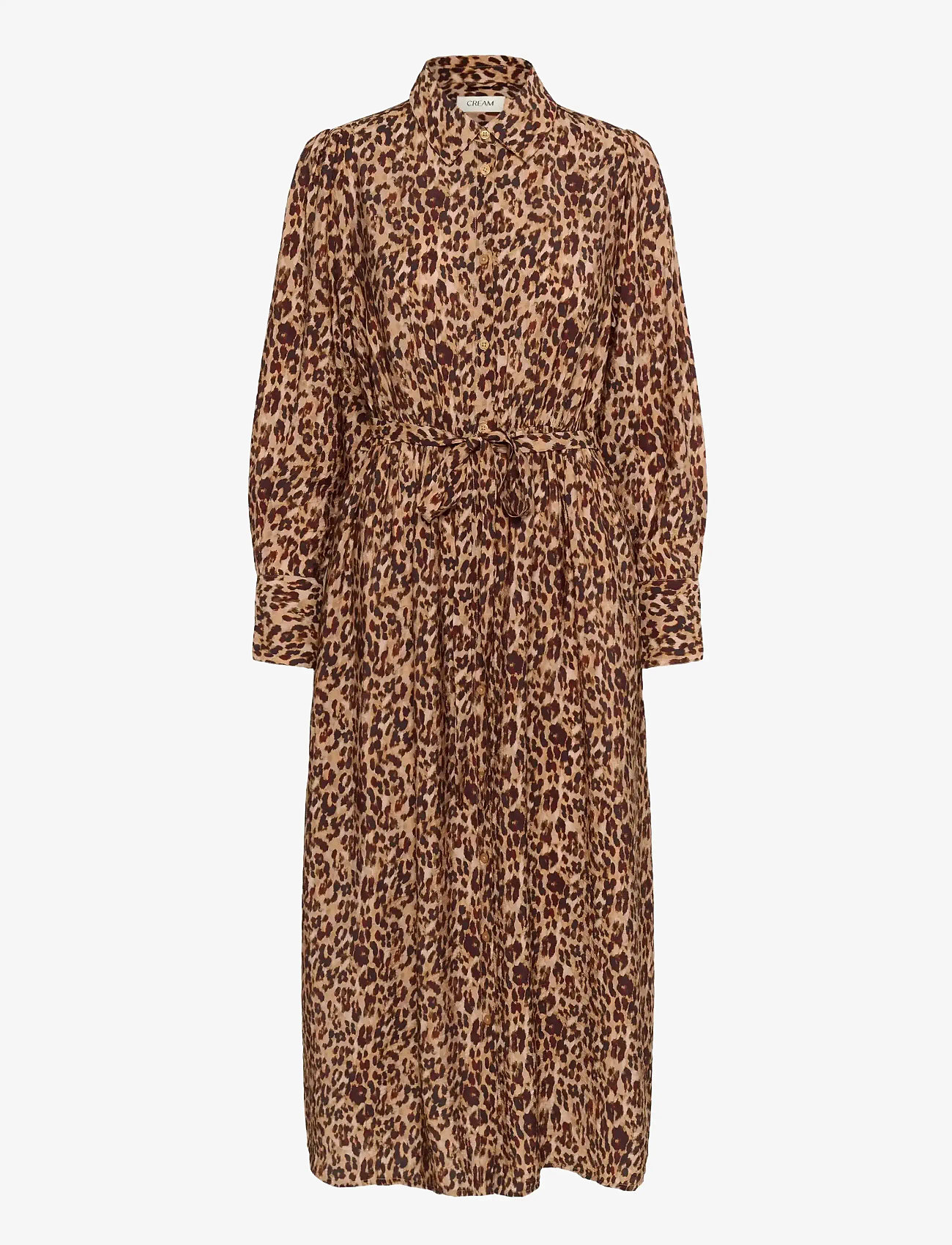 Cream - CREluna Shirt Dress - midi kjoler - brown leopard - 1