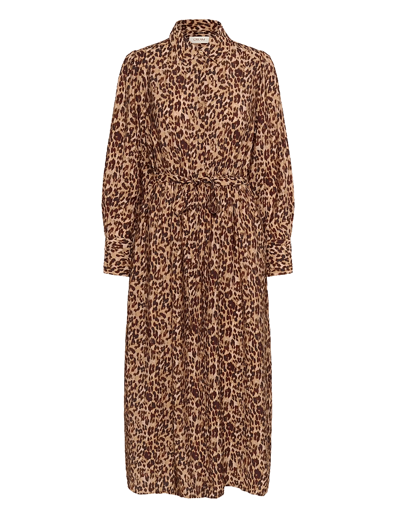 Cream - CREluna Shirt Dress - midi kjoler - brown leopard - 1