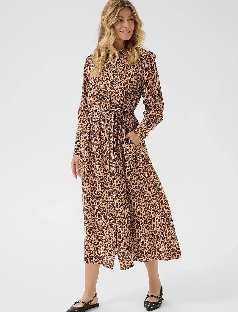 Cream - CREluna Shirt Dress - midi kjoler - brown leopard - 0