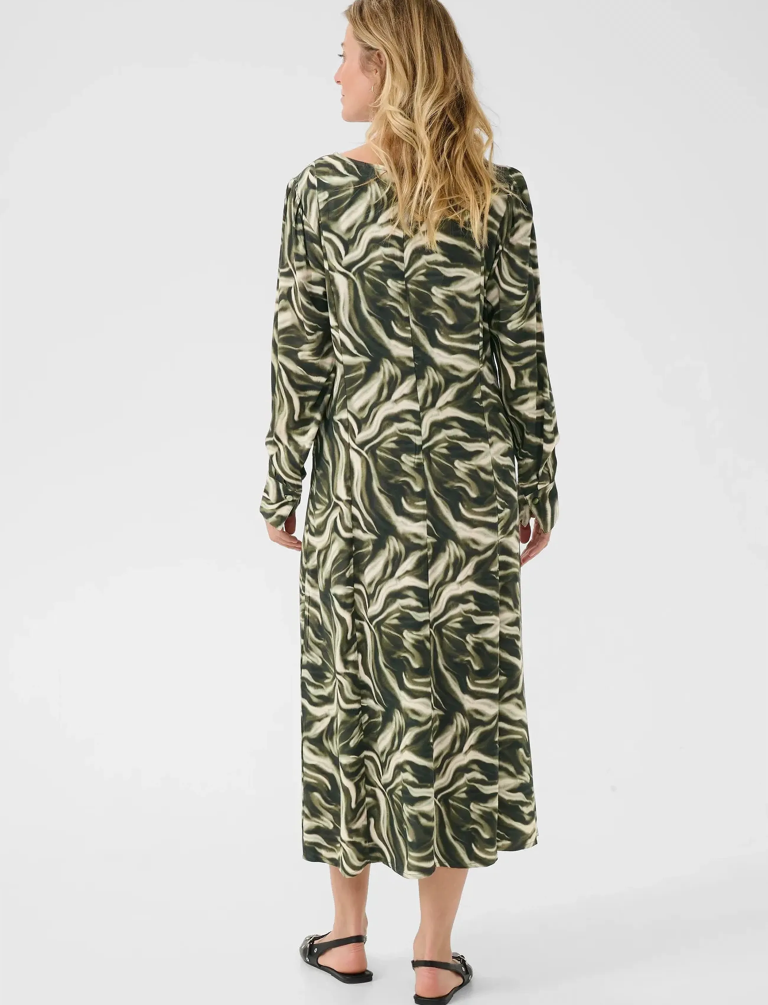 Cream - CRBeva Dress - midi dresses - green animal - 3