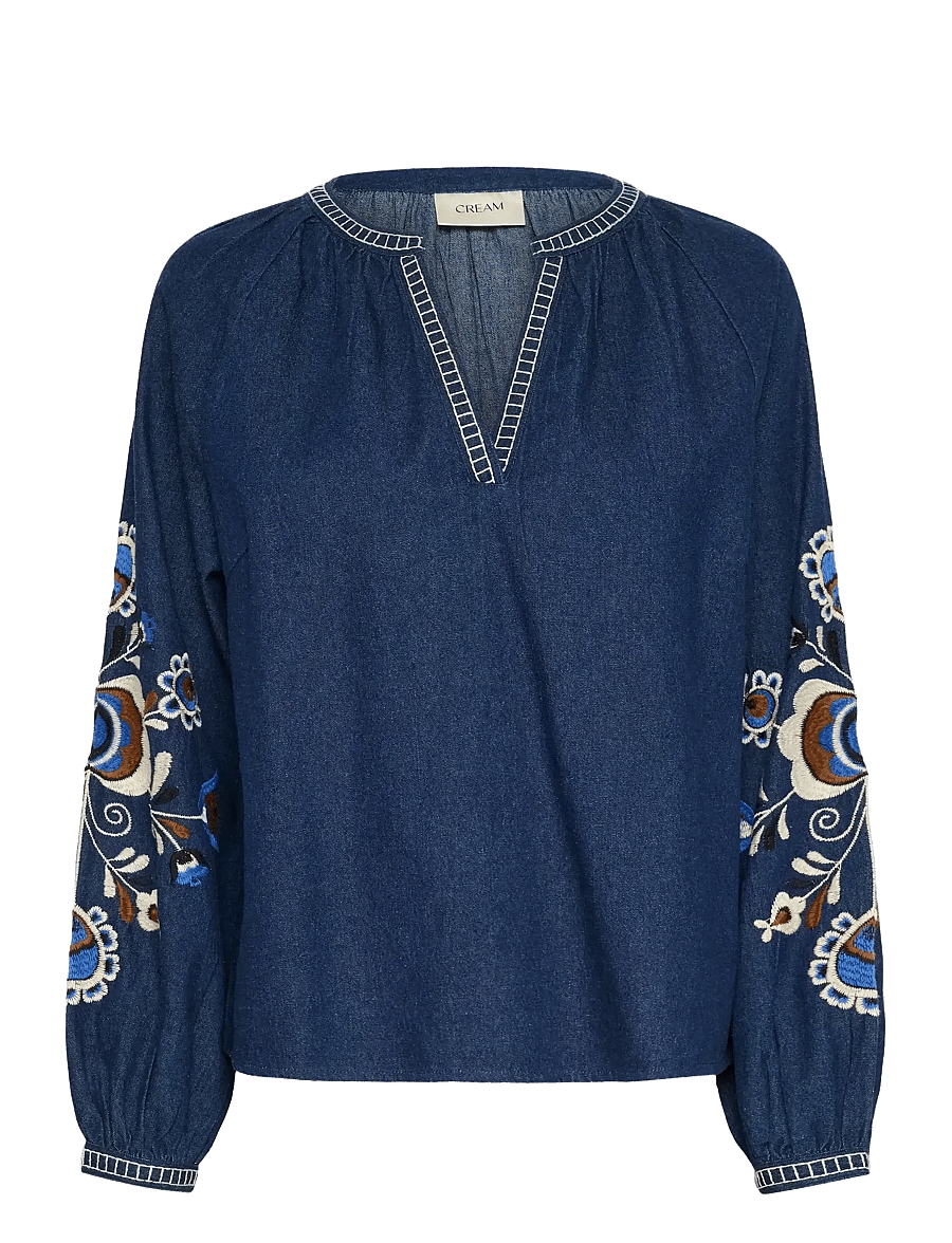 Cream - CRGro Blouse - långärmade blusar - dundee dark denim - 1