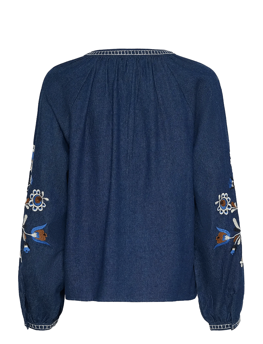Cream - CRGro Blouse - långärmade blusar - dundee dark denim - 2