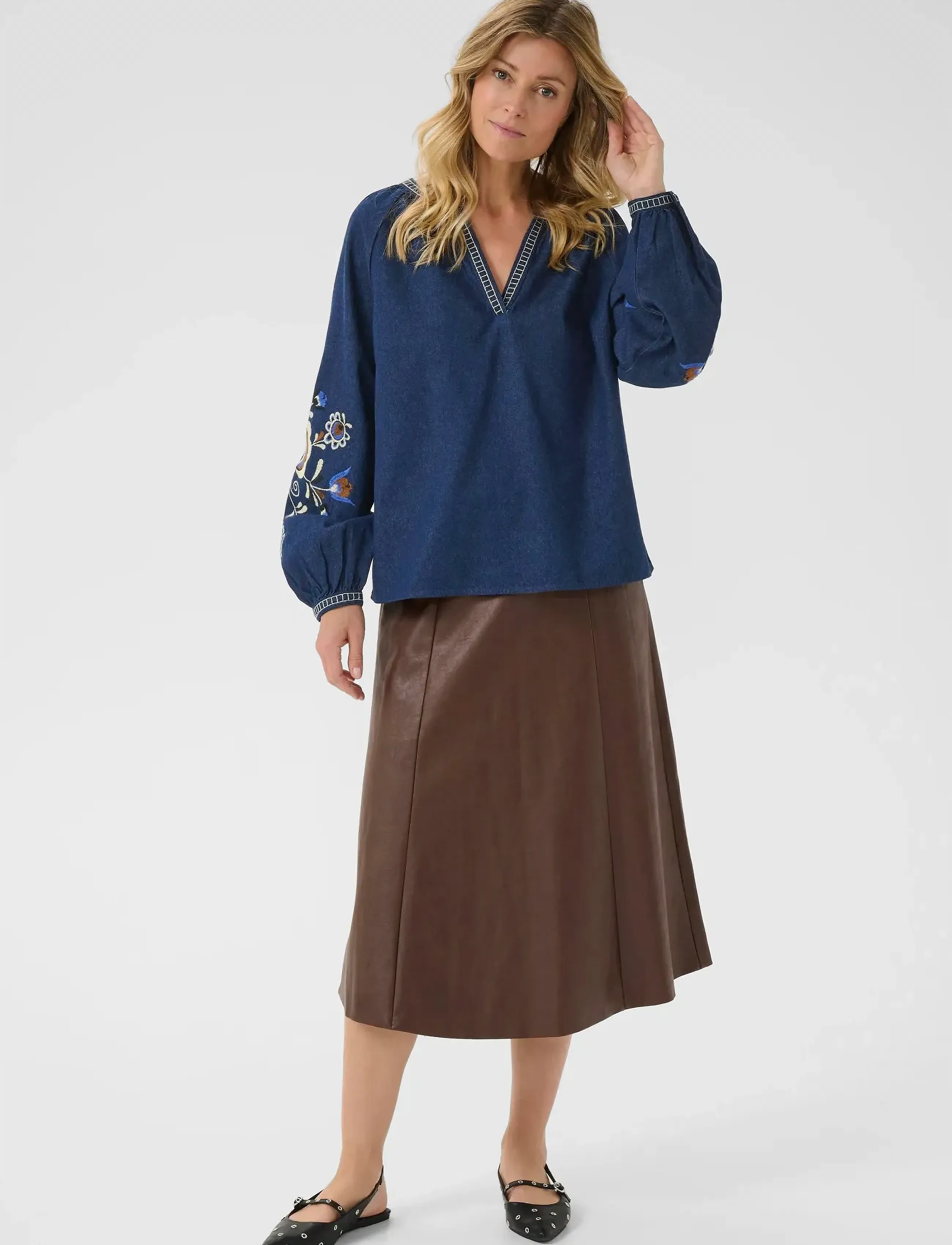 Cream - CRGro Blouse - blouses met lange mouwen - dundee dark denim - 3