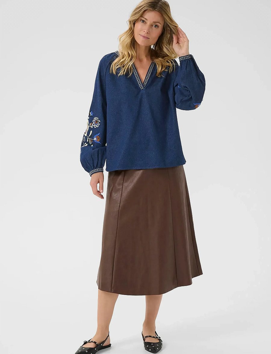 Cream - CRGro Blouse - långärmade blusar - dundee dark denim - 3